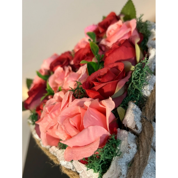 Rustykalne serce z różami flower box