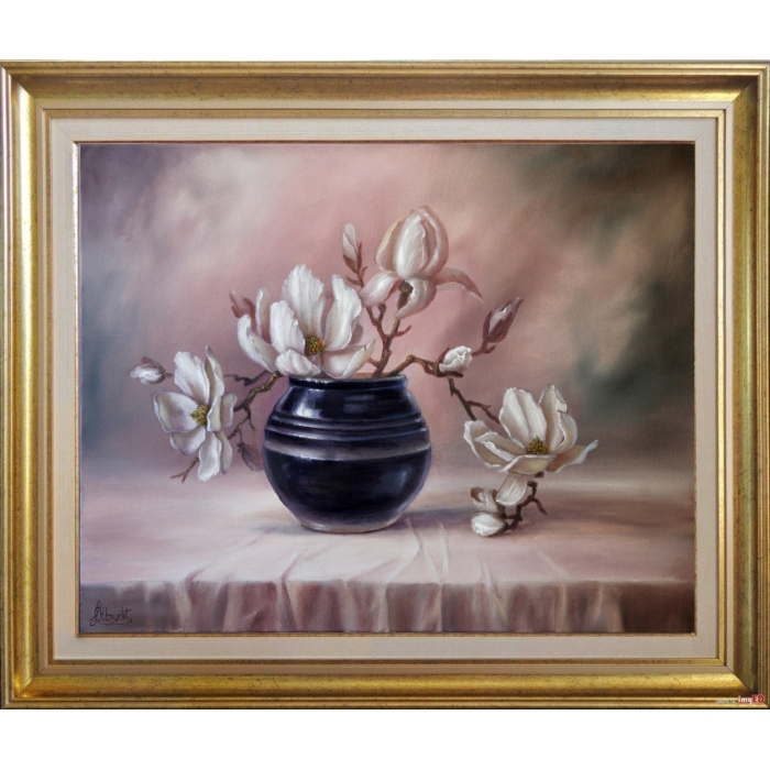 Magnolia, ręcznie malowany olejny