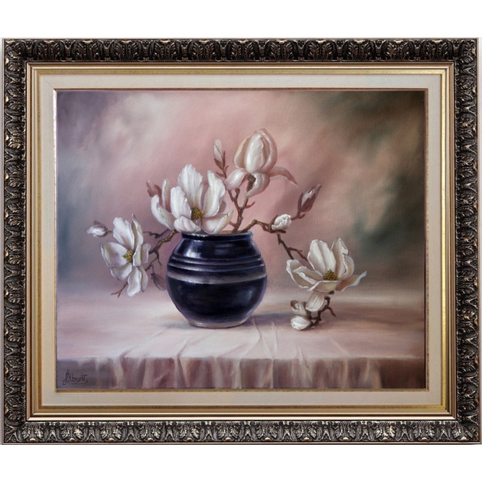 Magnolia, ręcznie malowany olejny