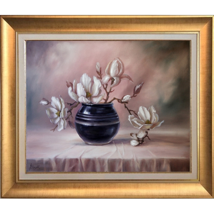 Magnolia, ręcznie malowany olejny