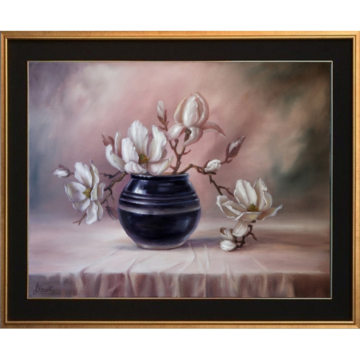 Magnolia, ręcznie malowany olejny