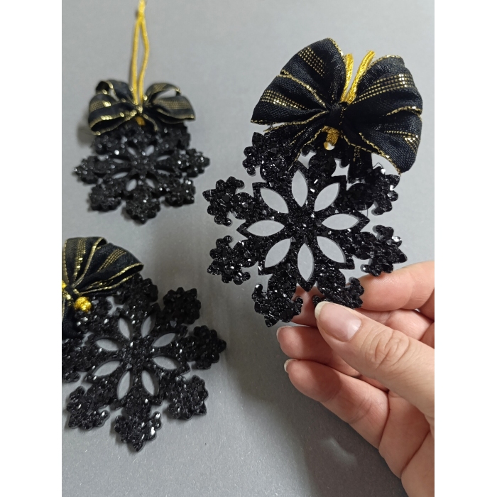 Zestaw 3 ozdób świątecznych – śnieżynki z żywicy epoksydowej