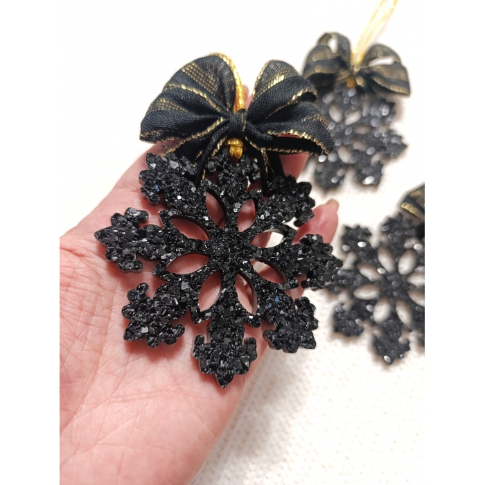 Zestaw 3 ozdób świątecznych – śnieżynki z żywicy epoksydowej