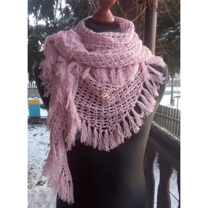 Różowa chusta z bawełną