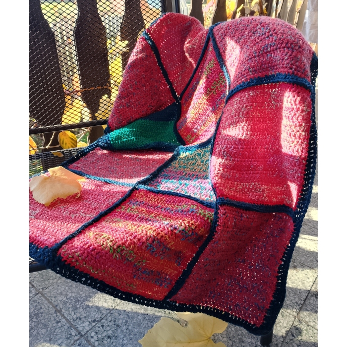 Narzuta koc z kwadratów