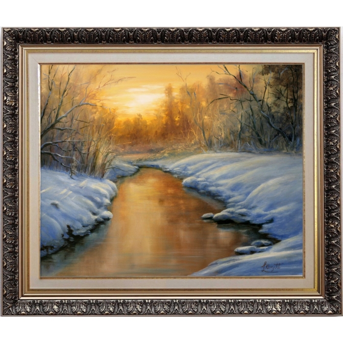 Pejzaż Zachód Słońca Zimą