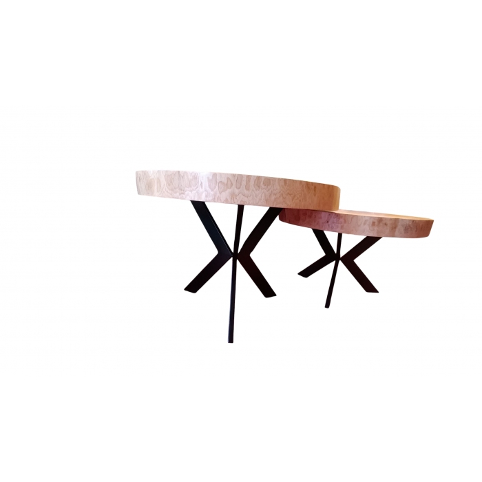 Zestaw 2 stolików kawowych z litego drewna Zegar z plastra 3