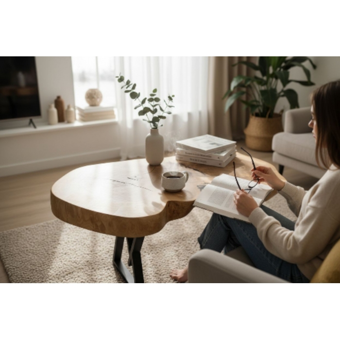 Stolik kawowy z litego drewna 106x60x50 cm