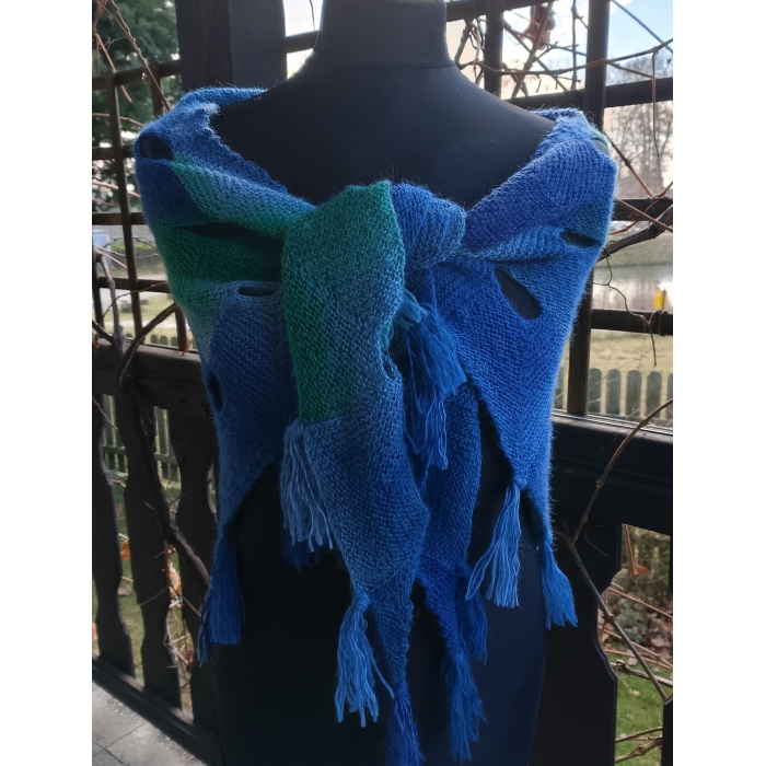 Chusta niebiesko turkusowo zielona