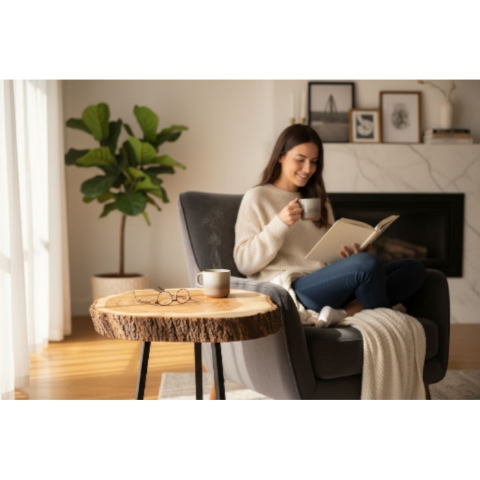 stolik kawowy z litego drewna 74x73x80 zegar gratis Drewnoma