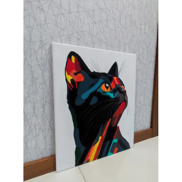 Czarny kot obraz na płótnie