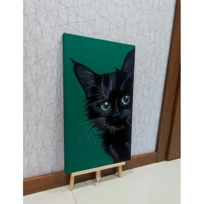 Czarny kot obraz na płótnie