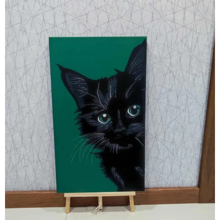 Czarny kot obraz na płótnie