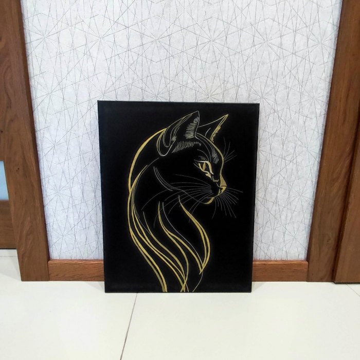 Czarny kot obraz na płótnie