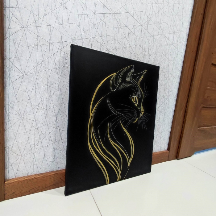 Czarny kot obraz na płótnie