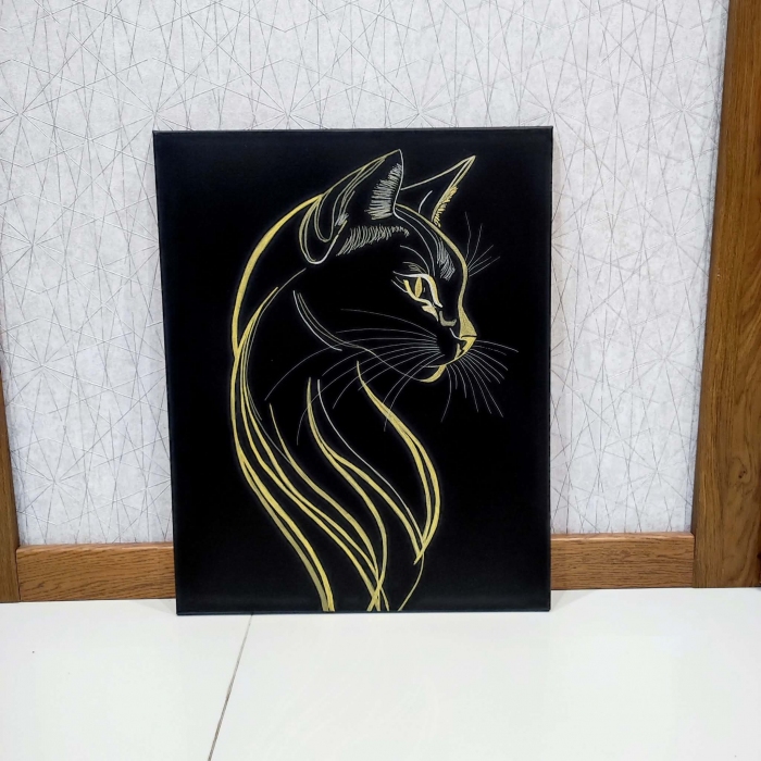 Czarny kot obraz na płótnie