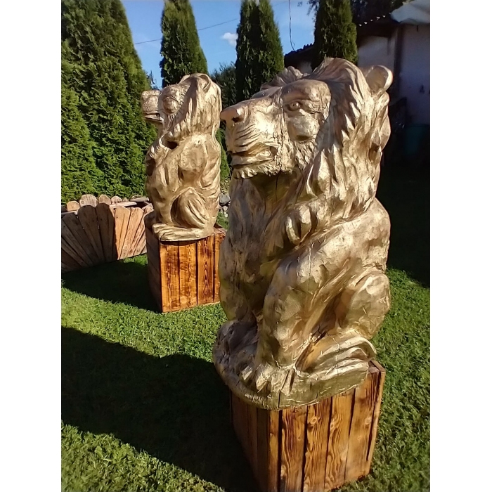 Lwy rzeźbione Dębowe