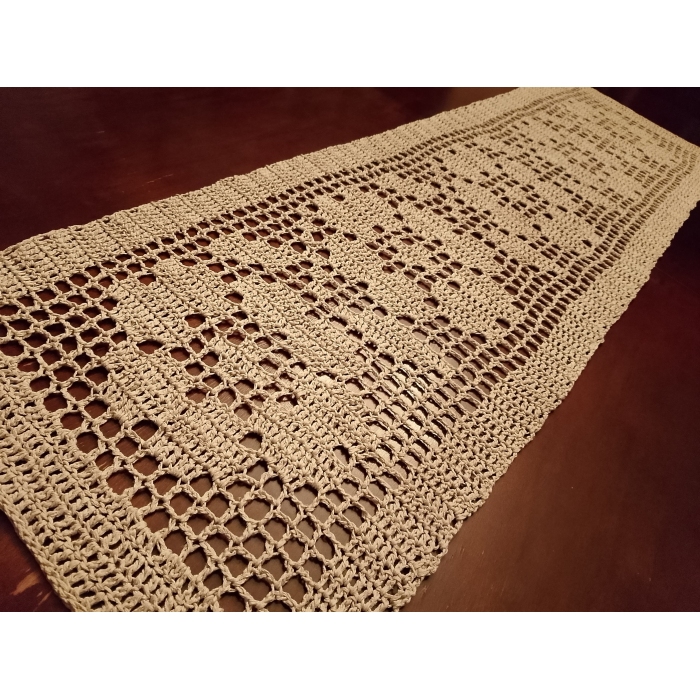 Bieżnik romantyczny w kwiaty, beżowy