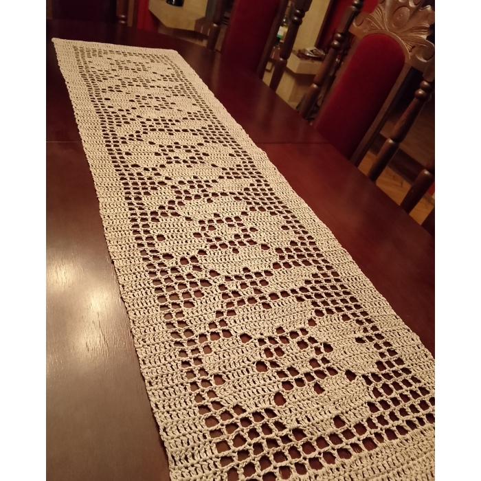 Bieżnik romantyczny w kwiaty, beżowy