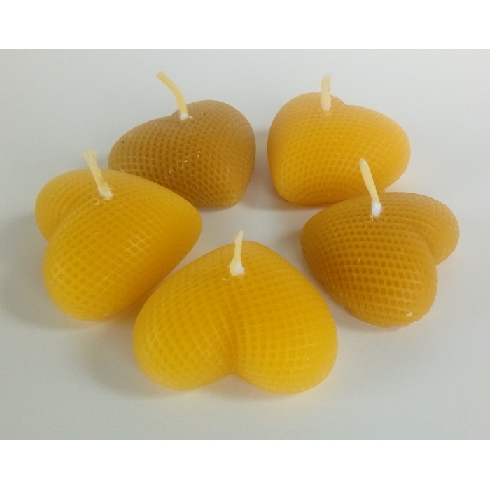 Serduszka dwa, świece z wosku pszczelego, 2 szt.