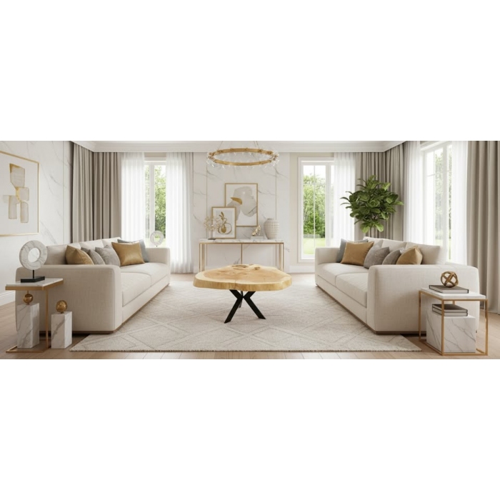 Drewniany stolik kawowy handmade – lite drewno i metal