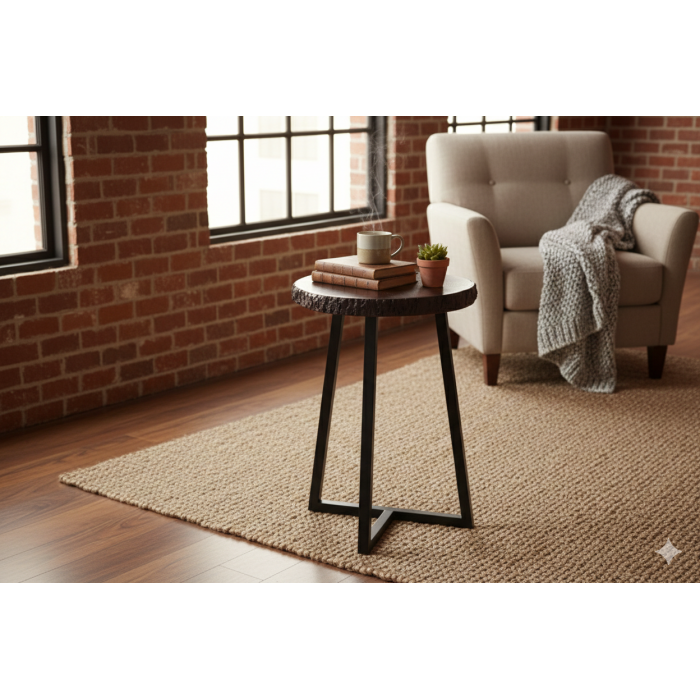 Stolik kawowy z litego drewna loft wysoki