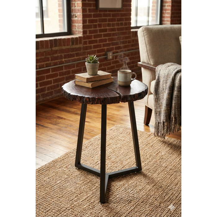 Stolik kawowy z litego drewna loft wysoki