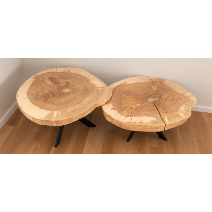 Zestaw 2 stolików kawowych z litego drewna