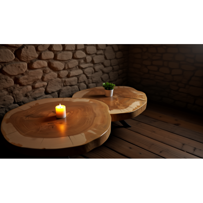 Zestaw 2 stolików kawowych z litego drewna