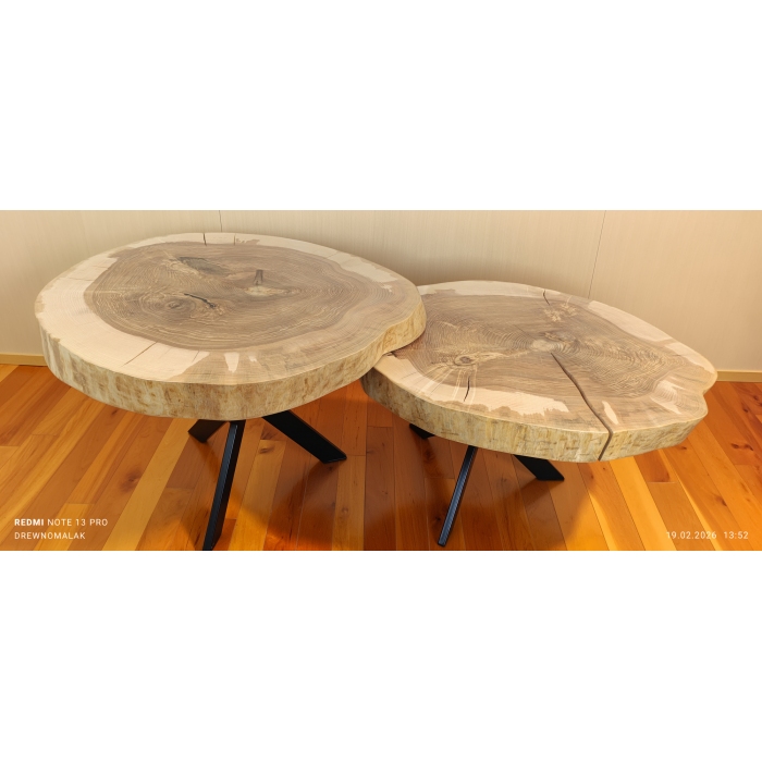 Zestaw 2 stolików kawowych z litego drewna