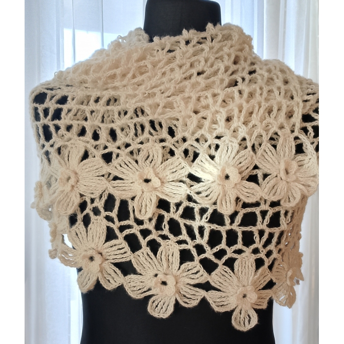 Szal mgiełka z kwiatami