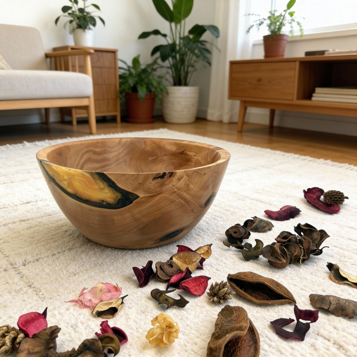 Misa z drewna i żywicy – Bursztynowy Świt – Rękodzieło