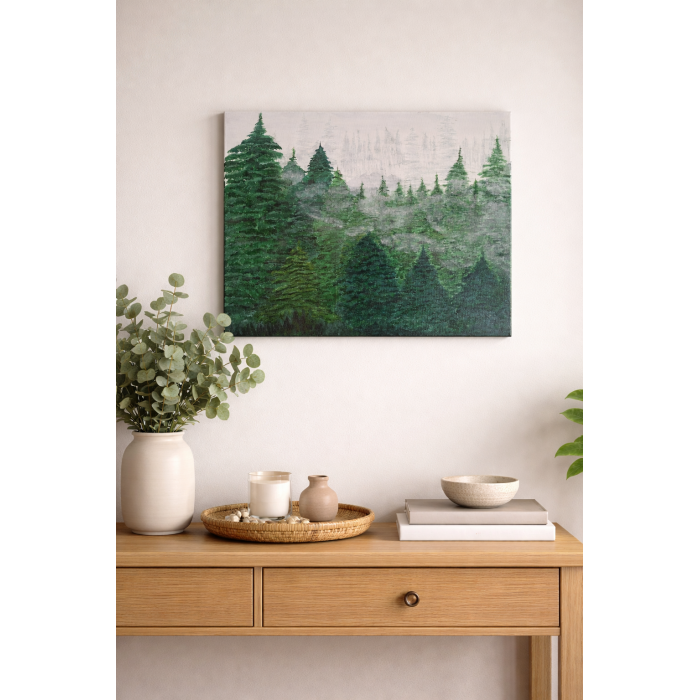 Poranna mgła wśród świerków