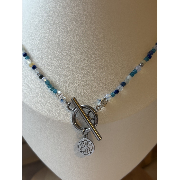 Naszyjnik handmade kamienie naturalne apatyt amazonit lapis 