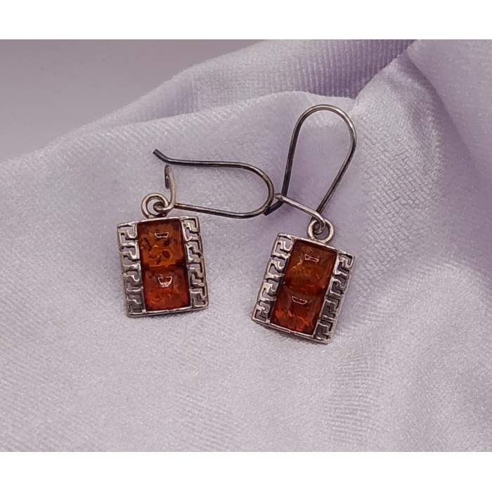 Srebrna bransoletka z kolczykami i bursztynem