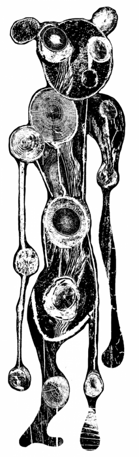Cykl:Od natury do abstrakcji - hybrydalne figury w linorycie
