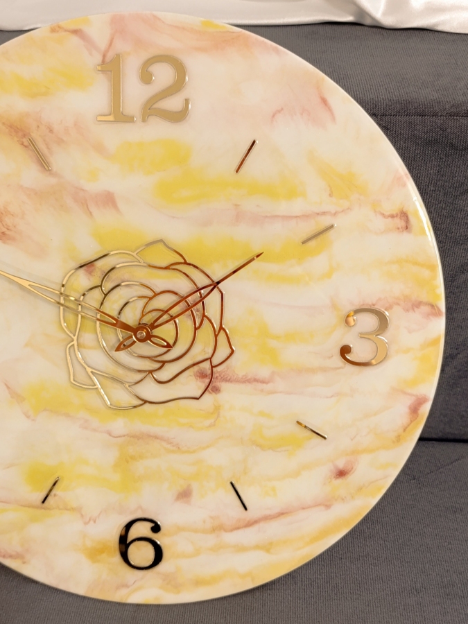 Duży zegar ścienny z żywicy epoksydowej 50 cm