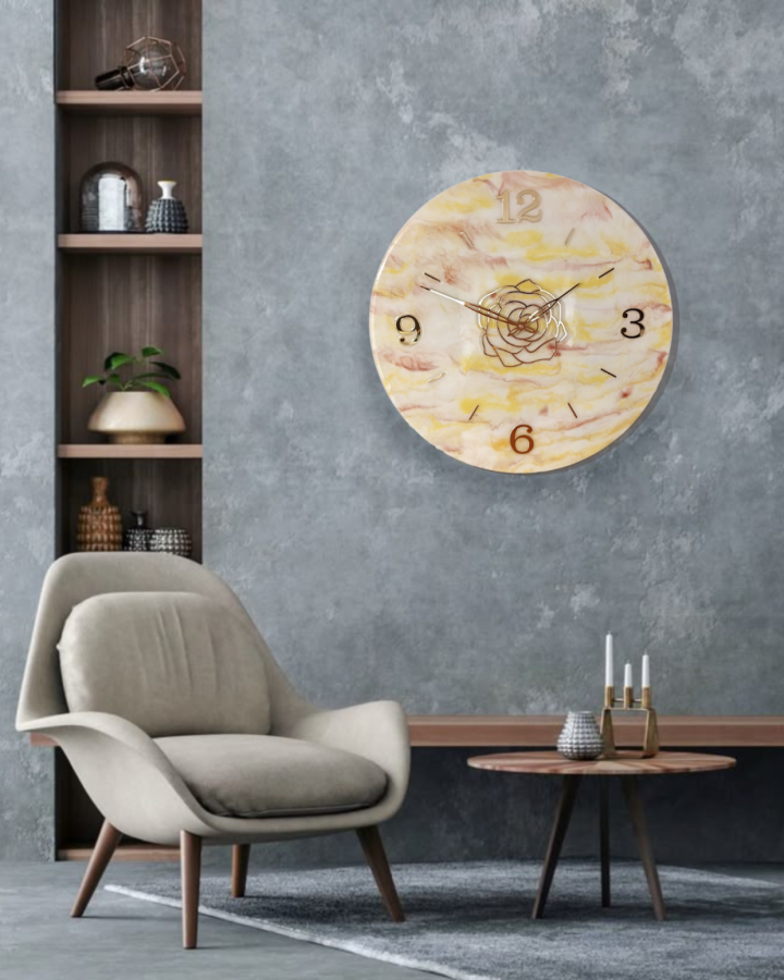 Duży zegar ścienny z żywicy epoksydowej 50 cm