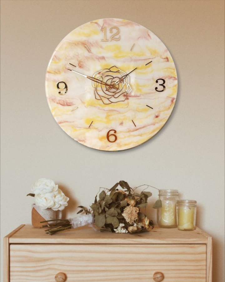 Duży zegar ścienny z żywicy epoksydowej 50 cm