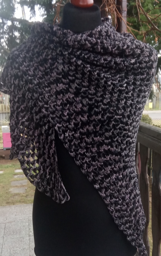 Chusta szary melanż z bawełną