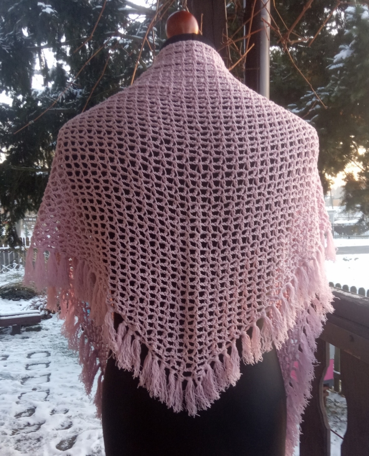 Różowa chusta z bawełną