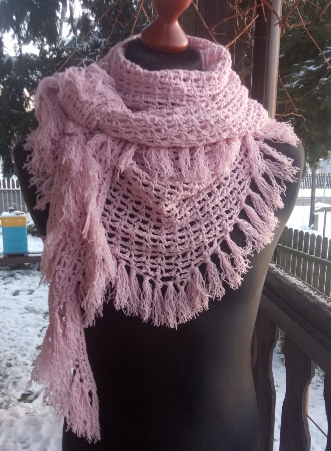 Różowa chusta z bawełną