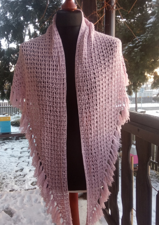 Różowa chusta z bawełną