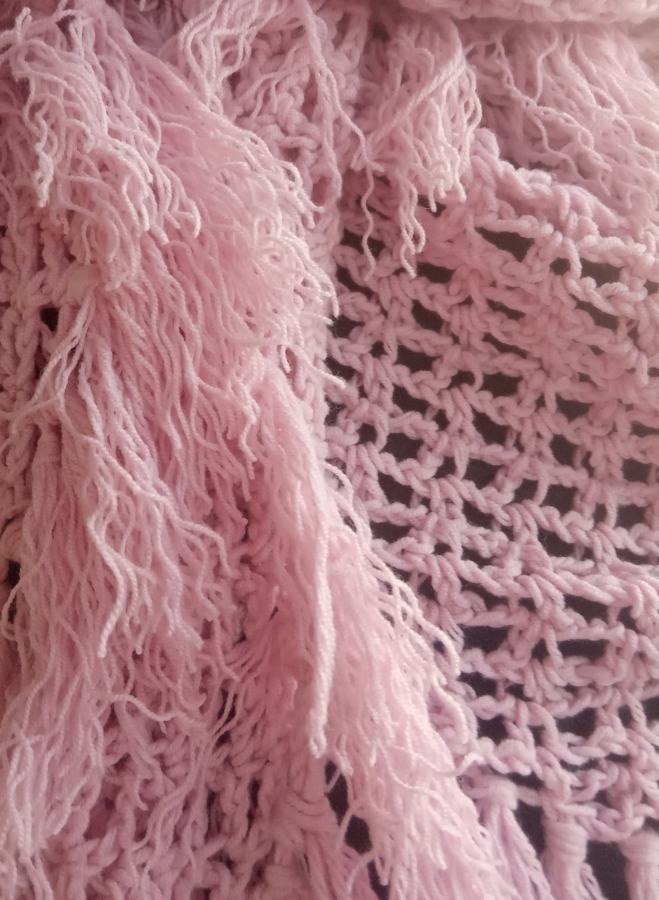 Różowa chusta z bawełną