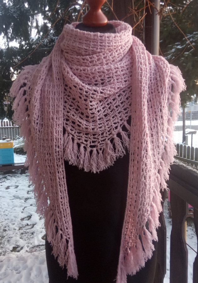 Różowa chusta z bawełną