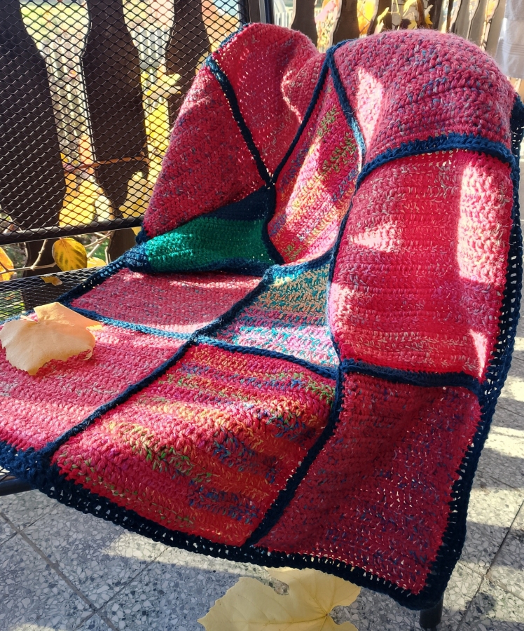 Narzuta koc z kwadratów