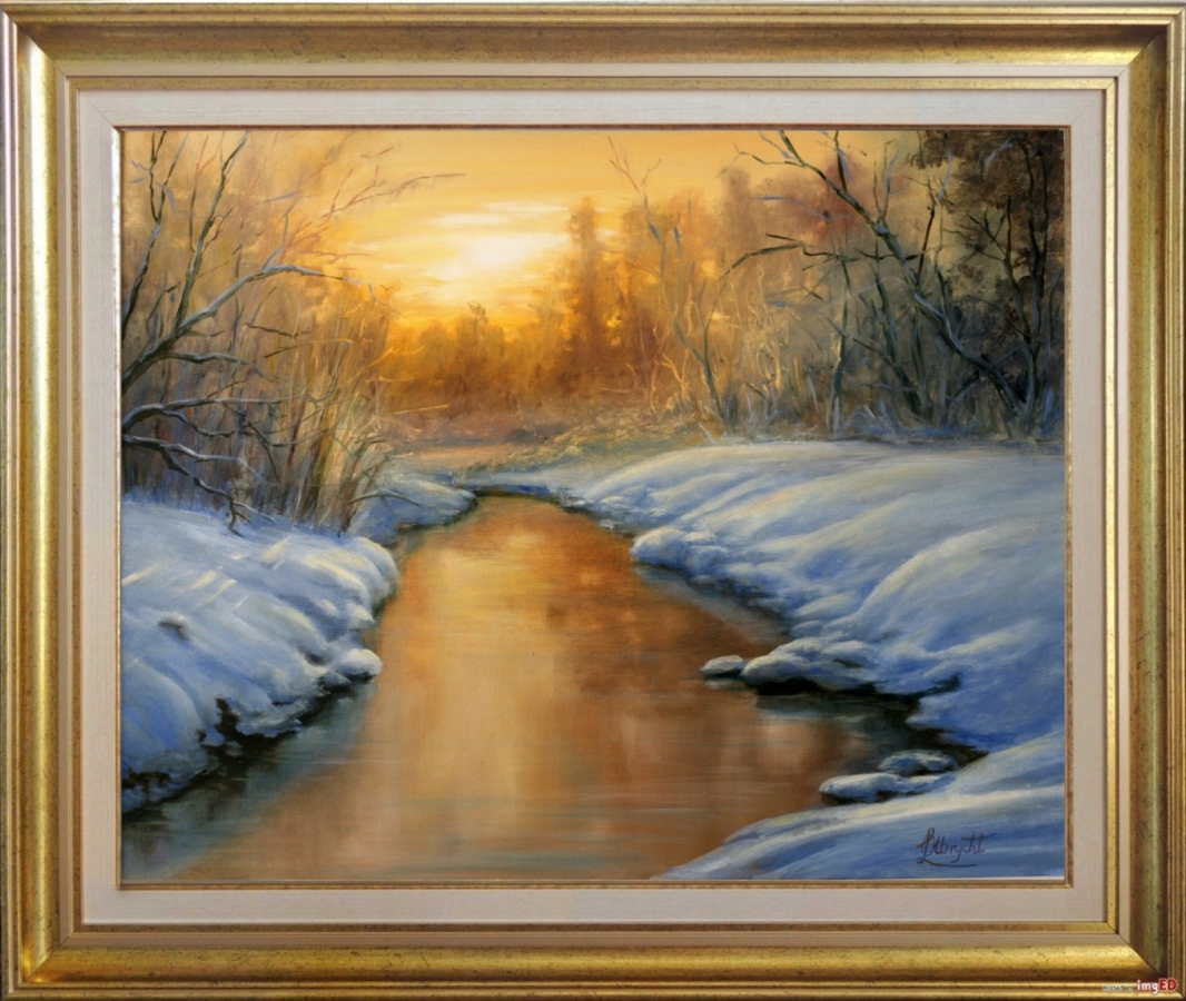 Pejzaż Zachód Słońca Zimą