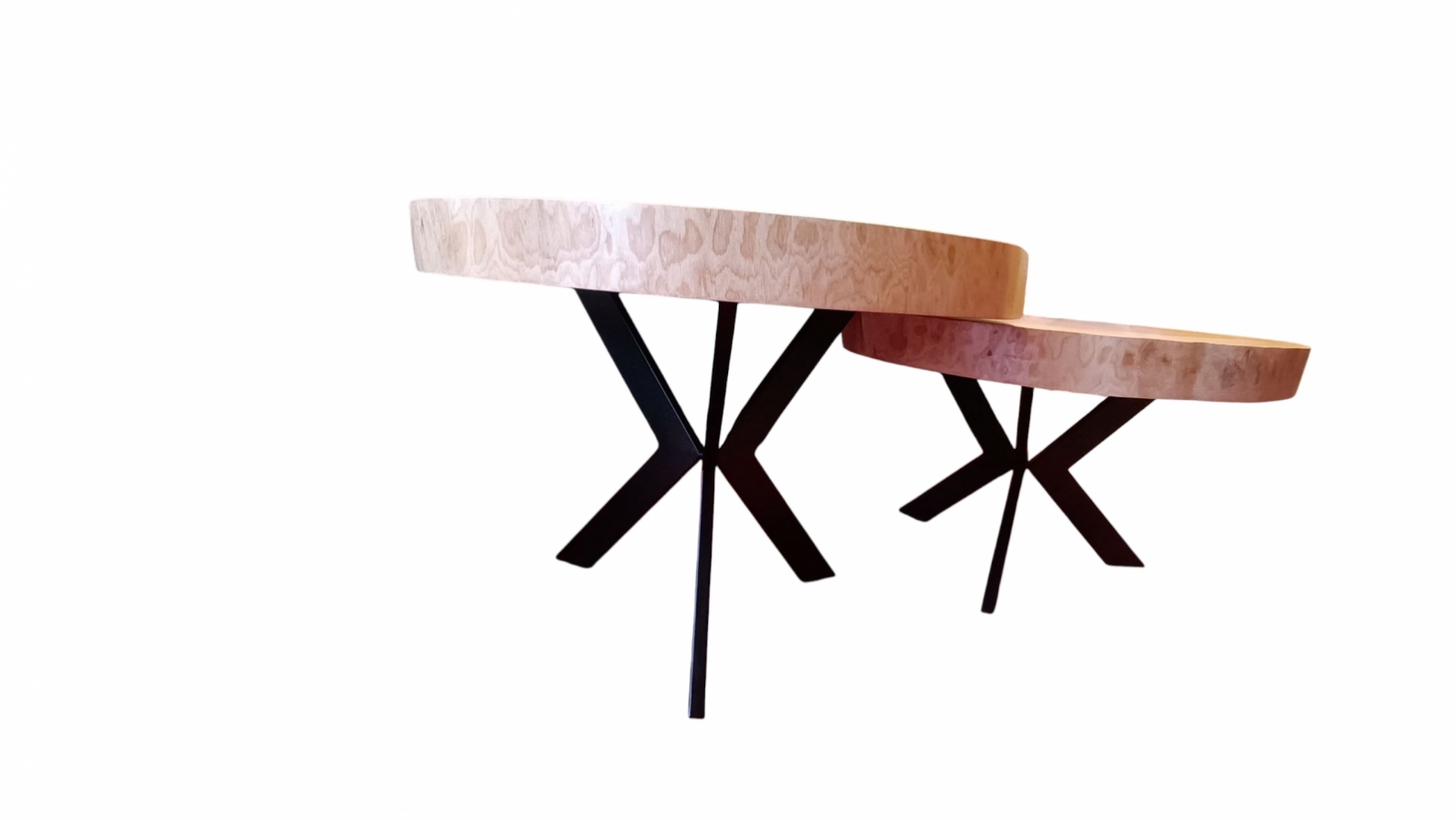 Zestaw 2 stolików kawowych z litego drewna Zegar z plastra 3