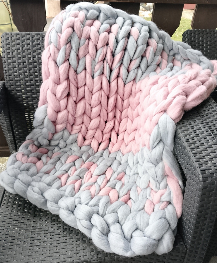 Kocyk z wełny czesankowej 100% merynos