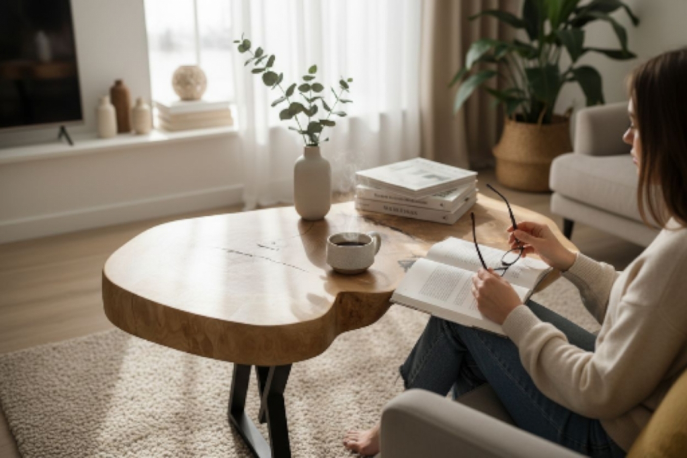 Stolik kawowy z litego drewna 106x60x50 cm